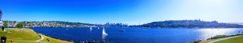 View of South Lake Union and Seattle from Gas Works Park