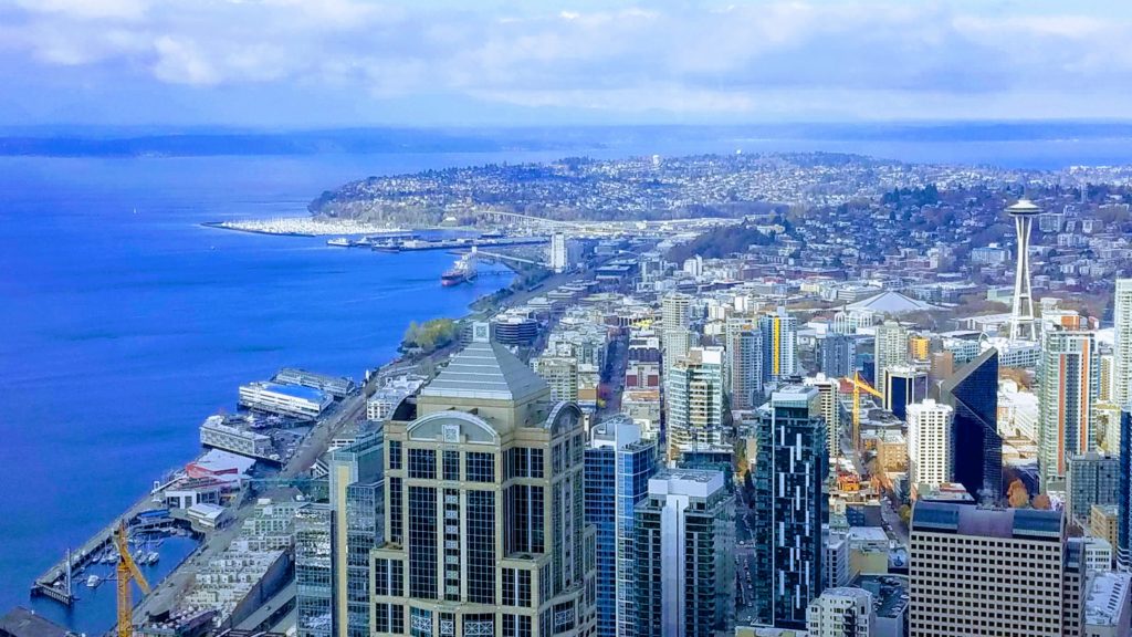 View of the city of Seattle from the Columbia Tower Sky View Observatory