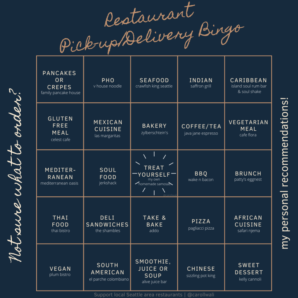 restaurant bingo by cuisine and food type