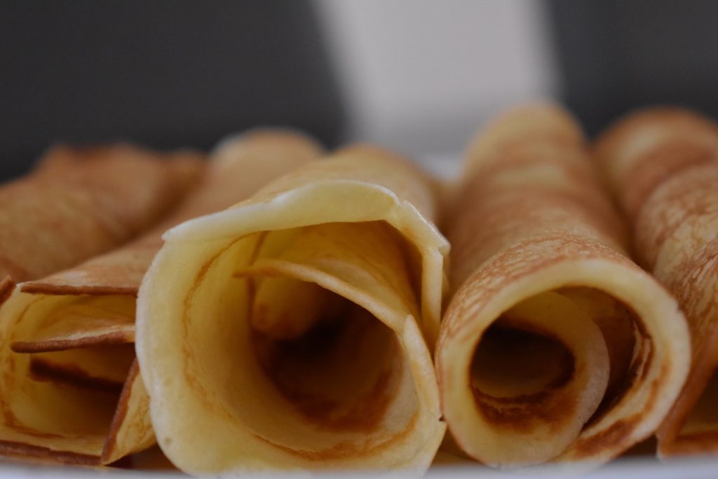 image of rolled french crepes